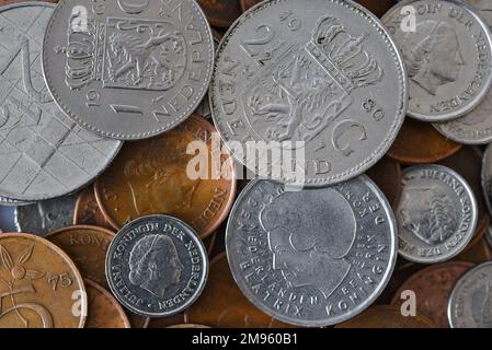 Den Helder, Niederlande. Januar 2023. Alte holländische Gulden. Hochwertiges Foto Stockfoto