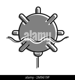 Lineare Symbol, Kampf Marine Anti-U-Boot-Mine. Kämpfe gegen feindliche Schiffe. Einfacher Schwarz-Weiß-Vektor auf weißem Hintergrund isoliert Stock Vektor