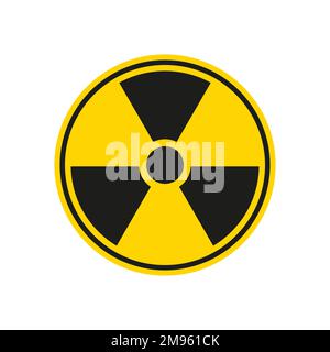 Radioaktives Gefahrenschild. Gelbes kreisförmiges Symbol für nichtionisierende Strahlung. Warnschild mit Trefoil-Symbol innen. Flachvektordarstellung Isolat Stock Vektor