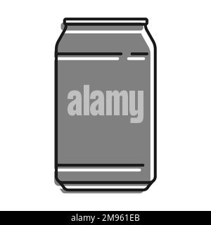 Linear icon, Aluminiumdose für alkoholfreie Getränke. Cocktails und Limonade werden in einem Glas aufbewahrt. Einfacher schwarzweißer Vektor, isoliert auf weißem Hintergrund Stock Vektor