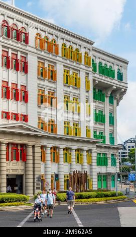 Old Hill Street Police Station Gebäude im neoklassizistischen Stil mit dem Ministerium für Information, Kommunikation und Kunst, Singapur Stockfoto