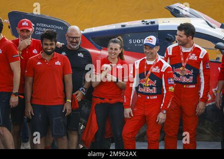 201 LOEB Sebastien (Fra), LURQUIN Fabian (Bel), Bahrain RAID Extreme, BRX, Prodrive Hunter, Auto, FIA W2RC, Porträt während des Podiumspiels des Dakar 2023 in Damman, am 15. Januar 2023 in Damman, Saudi-Arabien - Foto: Julien Delfosse/DPPI/LiveMedia Stockfoto