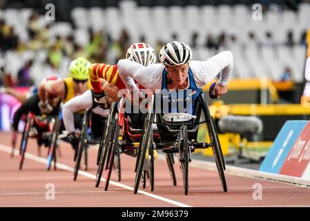 Tatyana McFadden Rollstuhlsportler, die 800m T54 bei den World para Athletics Championships 2017 im Olympiastadion in London, Großbritannien, teilnahm Stockfoto