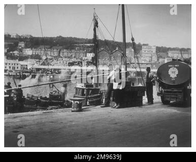 Szene am Hafen in Newlyn, Cornwall. Stockfoto