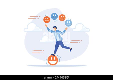Emotionale Intelligenz, Kontrollgefühl oder Emotionen, Psychologie, um Erfolg zu haben, oder Balance von Angst und Glück Konzept, flacher Vektor, modernes Illustrat Stock Vektor