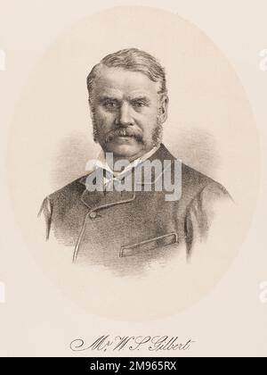 WILLIAM SCHWENCK GILBERT, englischer Dramatiker. Begann die Zusammenarbeit mit Arthur Sullivan (Gilbert schrieb die Librettos, Sullivan die Musik) an beliebten Comic-Opern Stockfoto