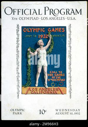 Das offizielle Programm für die Spiele der Xten Olympiade in Los Angeles, USA. Stockfoto
