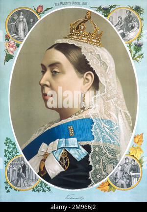 Farbporträt von Königin Victoria, produziert für ihr Goldenes Jubiläum, 1887. Stockfoto