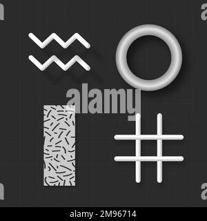 Weißer geometrischer Memphis-Vektor für Social Banner Stock Vektor