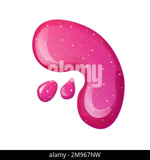 Schleimiger, pinkfarbener, klebriger Tropfen mit Glitzer im Cartoon-Stil, isoliert auf weißem Hintergrund. Vektordarstellung Stock Vektor