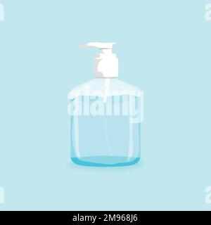 Handdesinfektionsflasche auf Anti-Coronavirus-Elementvektor Stock Vektor