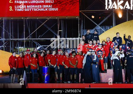 201 LOEB Sebastien (Fra), LURQUIN Fabian (Bel), Bahrain RAID Extreme, BRX, Prodrive Hunter, Auto, FIA W2RC, Porträt während des Podiumspiels des Dakar 2023 in Damman, am 15. Januar 2023 in Damman, Saudi-Arabien - Foto: Julien Delfosse/DPPI/LiveMedia Stockfoto