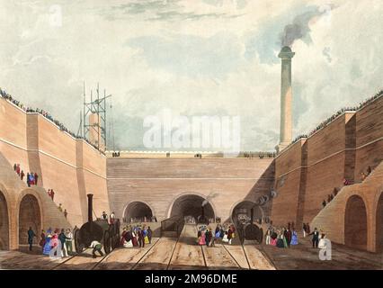 Eingang der (LMR)-Eisenbahn am Edge Hill, Liverpool, 1831 Stockfoto