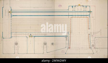 Lokomotivtank, 4 Fuß 9" Antriebsrad, Längsschnitt 4. Mai 1849 Stockfoto