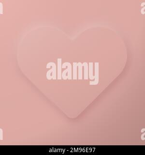 Romantische süße Pastellrosa-Kulisse mit Herzrahmen. Happy Valentines day Square Hintergrund im Neomorphismus Stil. Schöne Urlaubstemplate mit Stock Vektor