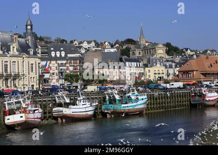 Port (Anschluss). Ebbe. Trouville-sur-Mer. Calvados. Basse-Normandie. Frankreich. Europa. Stockfoto