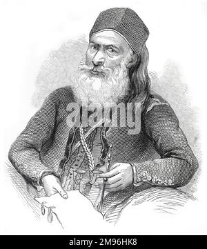 Portrait von Mehemet Ali Pascha aus Ägypten; Schwarz-Weiß-Illustration aus den London Illustrated News; August 1844. Stockfoto