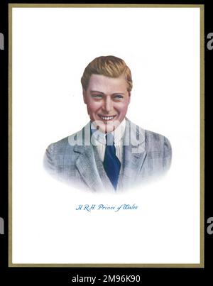 Schokoladenschachtel mit einem lächelnden Prinz von Wales (später König Edward VIII). Stockfoto