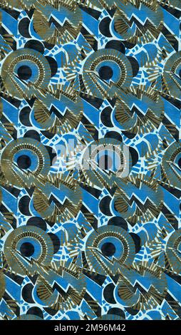 Wickelpapier Musterdesign -- ein umwerfendes geometrisches Design in Blau, Schwarz und Gold. Stockfoto