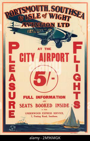 Poster, Vergnügungsflüge am City Airport, Portsmouth, Southsea & Isle of Wight Aviation Ltd Stockfoto