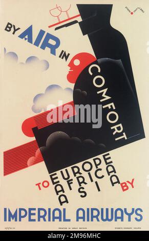 Imperial Airways Poster, von Air in Comfort, nach Europa, Afrika, Asien. Stockfoto