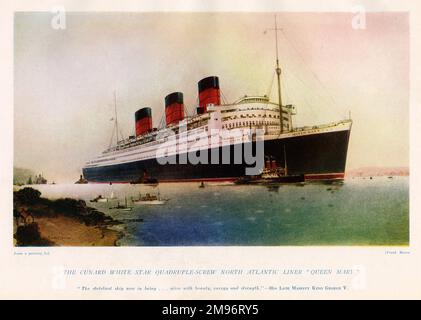 Die Cunard White Sterne vierfach-Schraube North Atlantic Liner Queen Mary Stockfoto