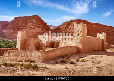 Traditioneller Ksar im Ziz-Tal, Errachidia, Marokko, Afrika Stockfoto