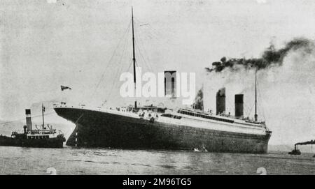 Die Titanic verlässt Belfast nach Southampton, 1912 Stockfoto
