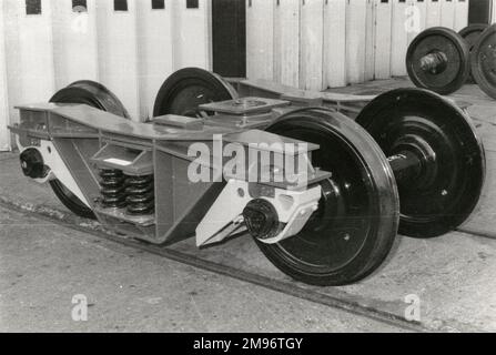 Drehgestell mit Querverstrebungen für Wagen mit Meter Spurweite, c.1979 Stockfoto