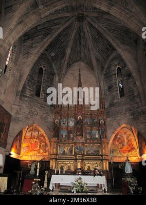 Alcudia, Mallorca, Spanien. Alter Abschnitt der Sant Jaume Kirche, erbaut im 13. Jahrhundert. Stockfoto