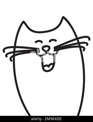 Eine lächelnde und lachende Pudelkatze, von Hand gezeichnet in Linienkunst Stock Vektor