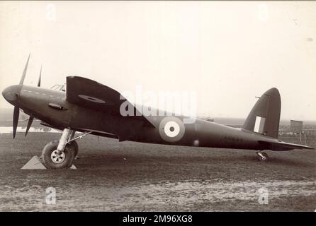 De Havilland Mosquito Prototyp W4050 (Seitenansicht). Obwohl es dunkelgrau aussah, war es eigentlich ein helles kanariengelb. Stockfoto