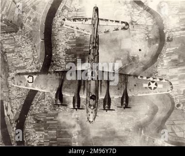 Boeing B-17 Flying Fortress von oben. Stockfoto