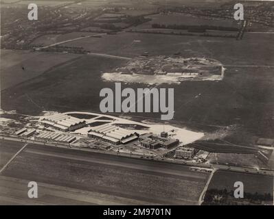 Der Flughafen Croydon aus der Vogelperspektive. Stockfoto