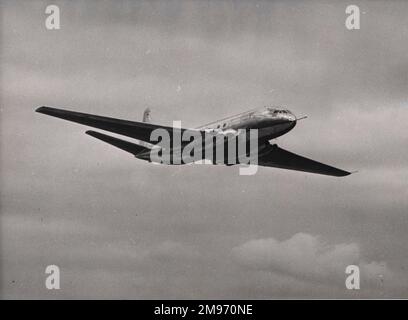 Der erste Prototyp des De Havilland DH106 Comet, G-5-1 (später als G-ALVG registriert), während seines ersten Fluges, 27. Juli 1949. Stockfoto