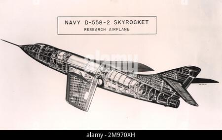 Schnittzeichnung des Douglas D-558-2 Skyrocket. Stockfoto