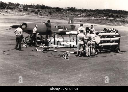 Jindivik von der Royal Austraian Navy wird auf den Flug in JBMR vorbereitet. Stockfoto