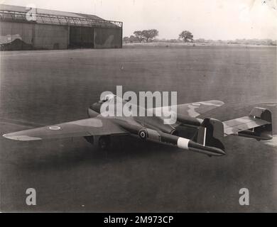 Die fünfte Produktion von Havilland Vampire F1, TG278, in Samlesbury. Stockfoto