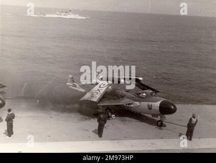 De Havilland Sea Venom NF20 auf einem Träger. Stockfoto