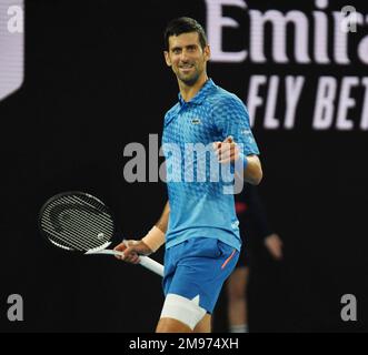 Melbourne, Australien. 17. Januar 2023. Australian Open 2023 Melbourne Park Day 2 17./01/2023. Novak Djokovic (SRB) erste Spielrunde Guthaben: Roger Parker/Alamy Live News Stockfoto