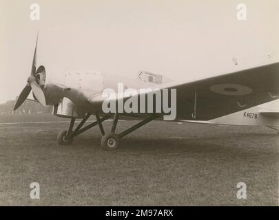 Bristol 138a, K4879 bei Ausstattung mit einem dreiflügeligen Propeller und dem Standard Pegasus IV Stockfoto