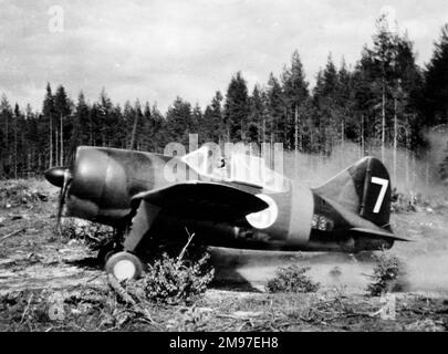 Brewster F2A Buffalo – im Gegensatz zu anderen Buffalo-Nutzern erlebten die Finnen einen (seitlichen) Erfolg gegen ihre sowjetischen Eindringlinge. Stockfoto