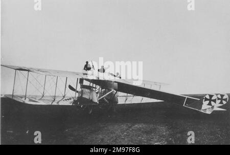 Gotha G I deutscher Langstrecken-Aufklärungsbomber 9/15, fertiggestellt und erstmals Anfang 1915 geflogen. Hier sehen Sie den Prototyp, mit einer drei-Mann-Crew. Stockfoto