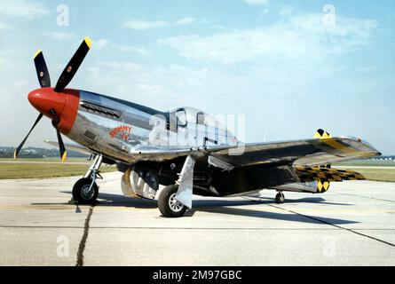 Nordamerikanische P-51D Mustang – die Übernahme des Rolls-Royce Merlin verwandelte die P-51 in den besten US-amerikanischen Kämpfer des 2. Weltkriegs. Stockfoto