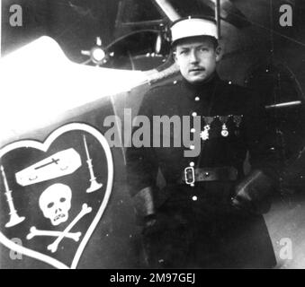 Nungesser, Charles Eugene Jules Marie und sein Nieuport 17. Stockfoto