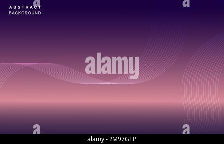 Die Wellen auf dem dunkelblauen und rosafarbenen verlaufenden Farbhintergrund Stock Vektor
