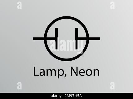 Lamp Neon Engineering Symbol, Vector Symbol Design. Konstruktionssymbole. Stock Vektor