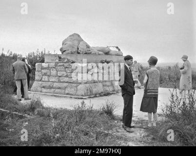 Gedenkstätte für verwundete Löwen, Douaumont, nahe Verdun, Frankreich, zum Gedenken an die Männer der 130. Division, die als Teil der Souville Garrison kämpften. Seine Position markiert das Ausmaß des deutschen Vormarsches in Richtung Verdun bei seinem Angriff vom 12. Juli 1916. Stockfoto