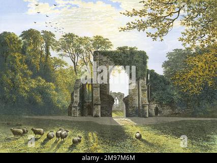 Blick auf die Ruinen von Netley Abbey (Zisterzienser), in der Nähe von Southampton, Hampshire. Stockfoto