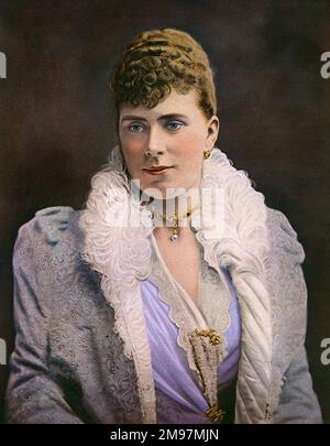 Prinzessin May von Teck, später Königin Mary (1867-1953), Gemahlin von König George V. wurde hier im Jahr 1891 gesehen, etwa zur Zeit ihrer Verlobung mit Prinz Albert Victor. Er starb und sie heiratete 1893 seinen Bruder George. Stockfoto